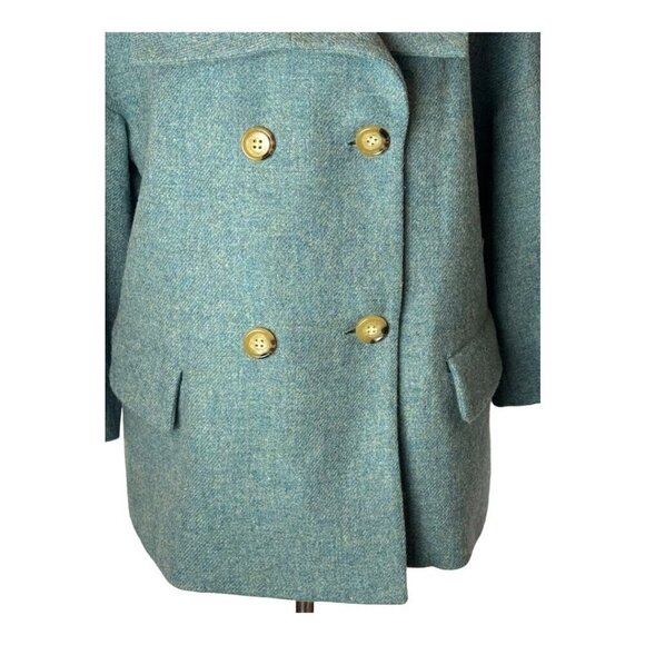 Talbots Blazer Women 12 Blue Teal Wool Double Breasted Shawl Collar Preppy - Picture 5 of 9